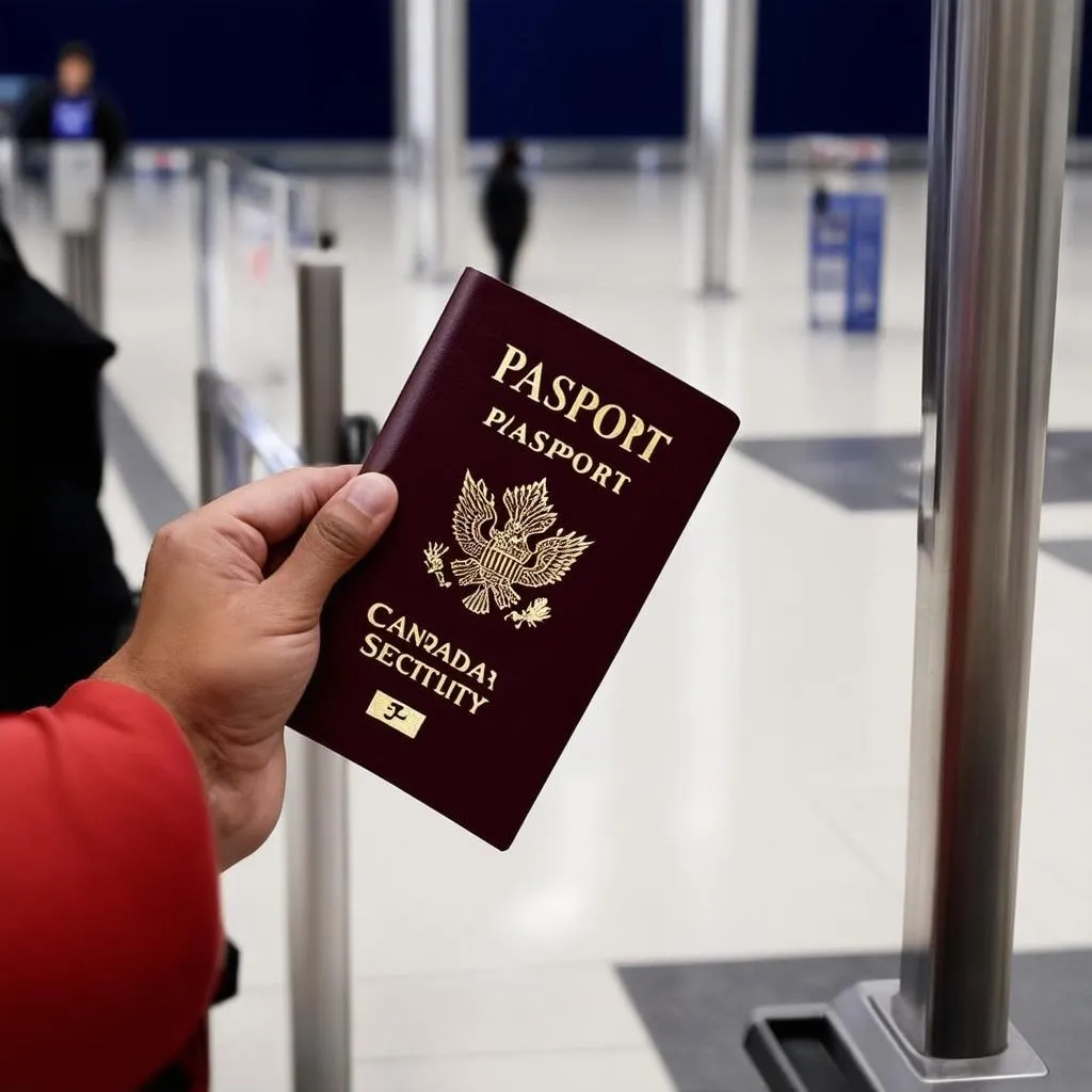 Canadian passport at airport security